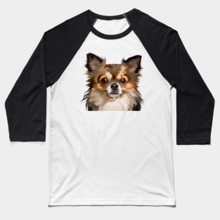 Longhaired Chihuahua Low Poly Art Baseball T-Shirt
